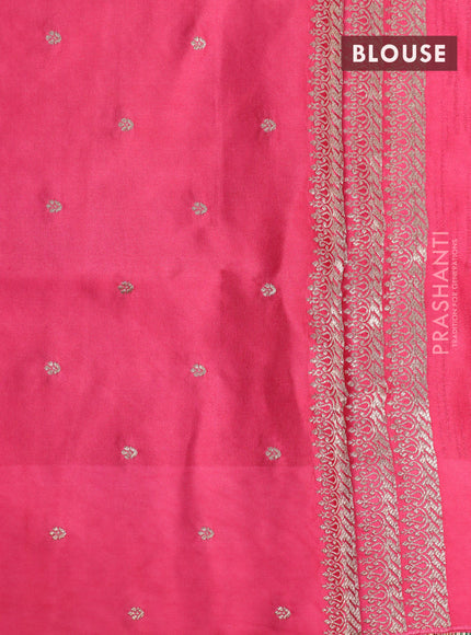 Mushru silk saree pink with allover self emboss and zari woven butta border