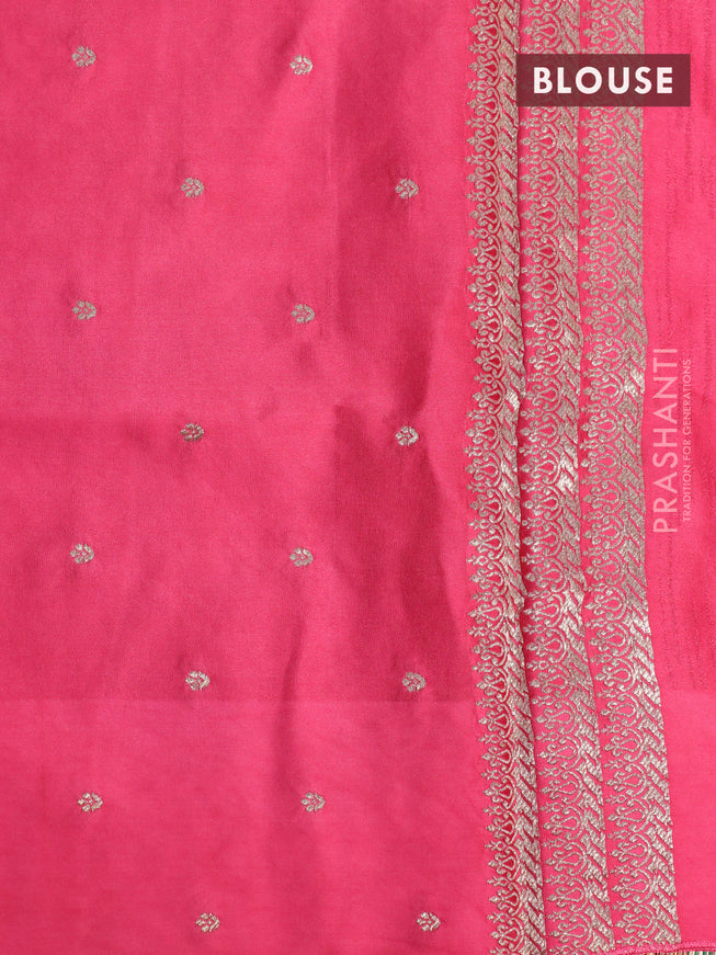 Mushru silk saree pink with allover self emboss and zari woven butta border