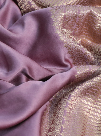 Mushru silk saree pastel purple with silver & gold zari woven buttas and zari woven butta border