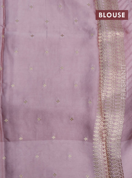 Mushru silk saree pastel pink with allover self emboss and zari woven butta border