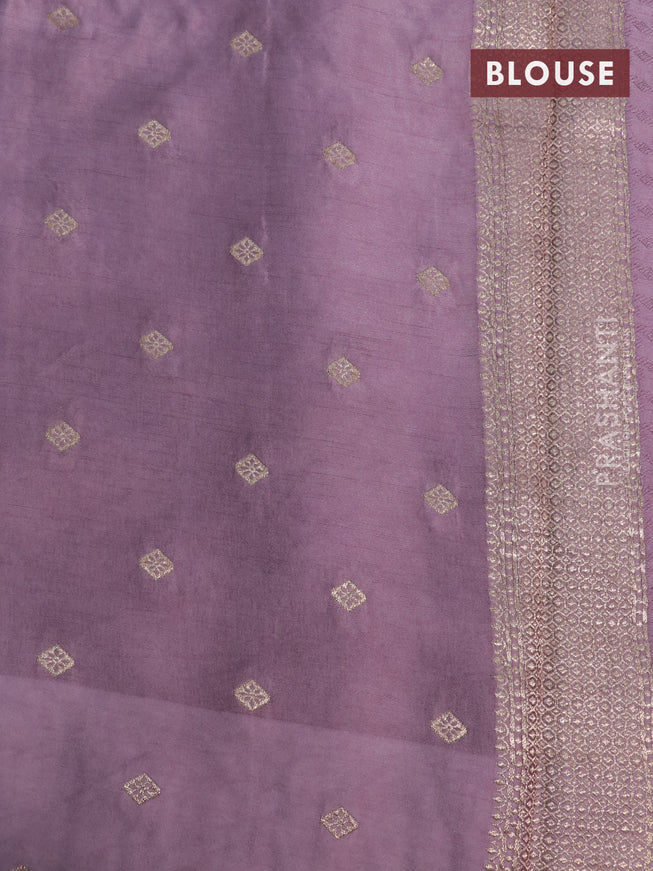 Mushru silk saree pastel purple with allover self emboss and zari woven butta border