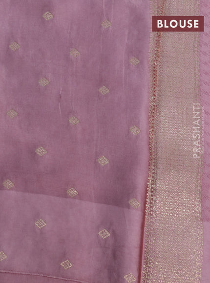 Mushru silk saree pastel pink with allover self emboss and zari woven butta border