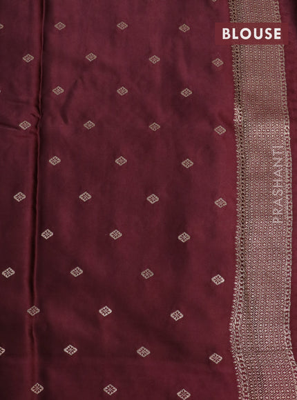 Mushru silk saree deep maroon with allover self emboss and zari woven butta border