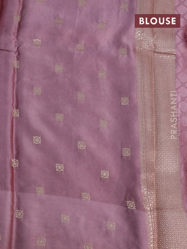 Mushru silk saree pastel pink with allover self emboss and zari woven butta border