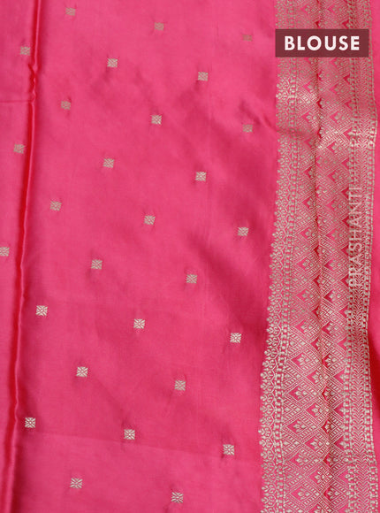 Mushru silk saree pink with allover self emboss and zari woven butta border