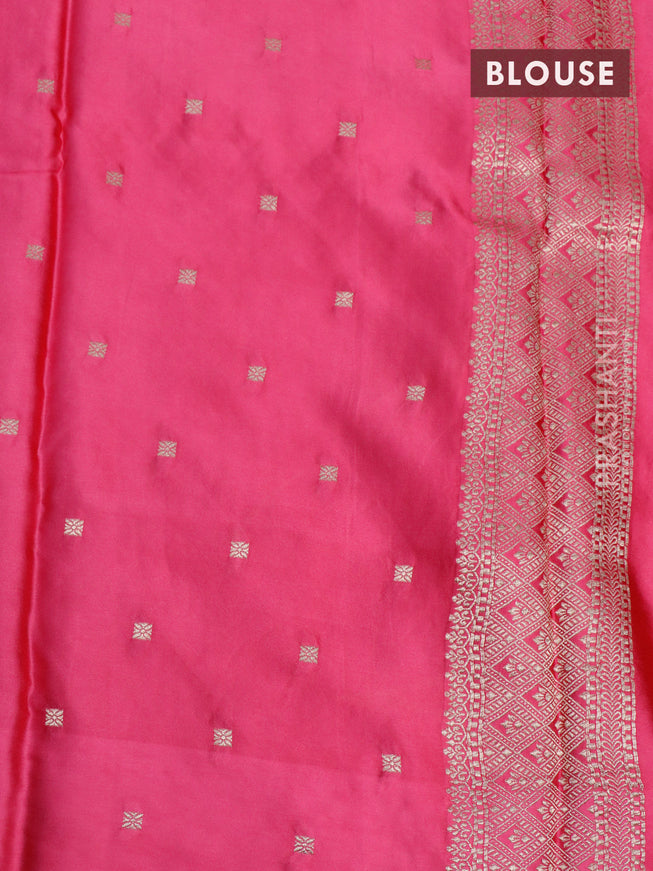 Mushru silk saree pink with allover self emboss and zari woven butta border