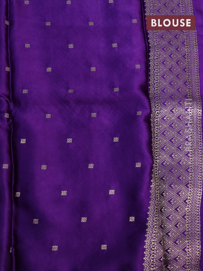 Mushru silk saree violet with allover self emboss and zari woven butta border