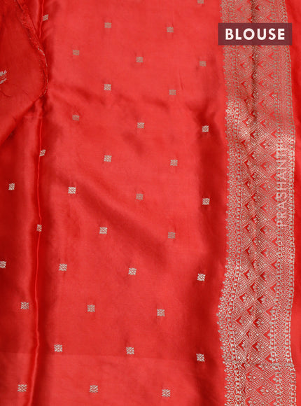 Mushru silk saree red with allover self emboss and zari woven butta border