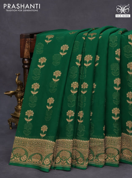 Banarasi georgette saree green with thread & zari woven buttas and woven border