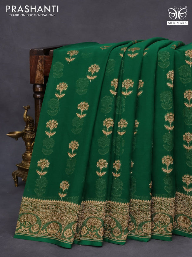 Banarasi georgette saree green with thread & zari woven buttas and woven border