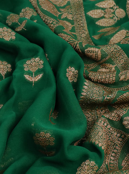 Banarasi georgette saree green with thread & zari woven buttas and woven border