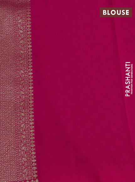 Banarasi georgette saree green and pink with allover thread & zari woven buttas and woven border