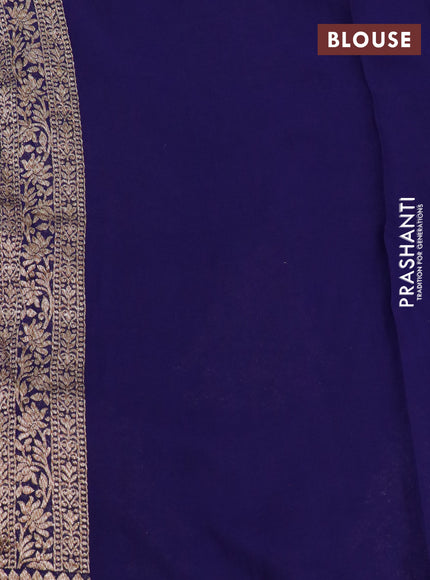 Banarasi georgette saree navy blue with thread & zari woven buttas and woven border