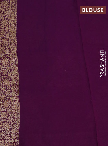 Banarasi georgette saree deep purple with thread & zari woven buttas and woven border