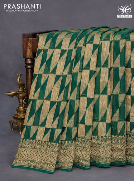 Banarasi georgette saree green with allover thread & zari woven wevaes and woven border