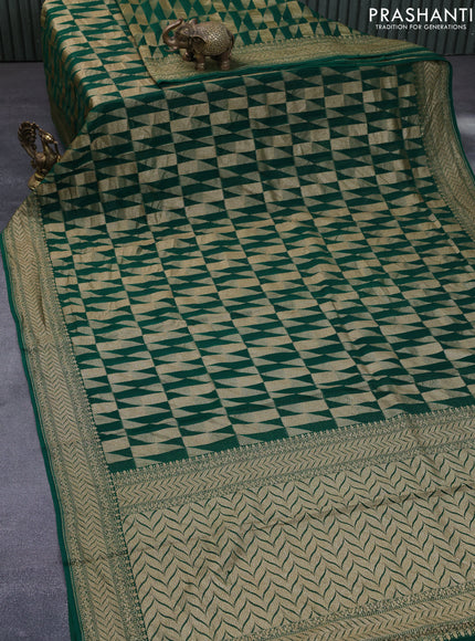 Banarasi georgette saree green with allover thread & zari woven wevaes and woven border