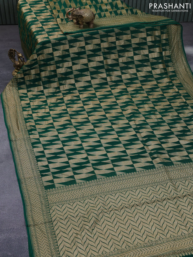 Banarasi georgette saree green with allover thread & zari woven wevaes and woven border