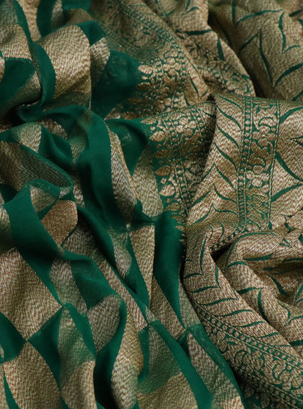 Banarasi georgette saree green with allover thread & zari woven wevaes and woven border