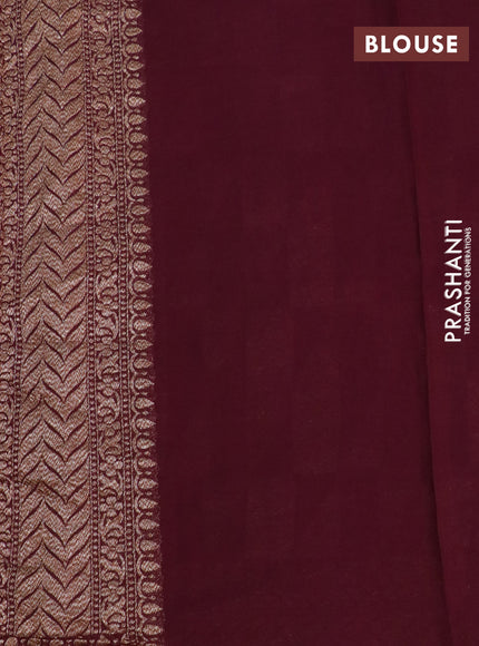 Banarasi georgette saree deep maroon with allover thread & zari woven wevaes and woven border