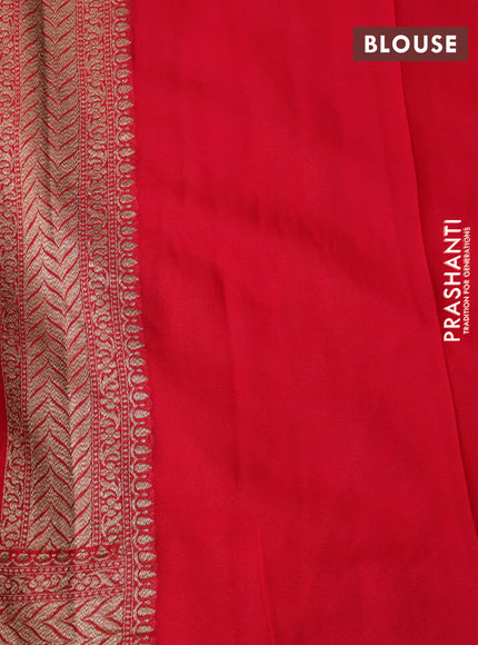 Banarasi georgette saree red with allover thread & zari woven wevaes and woven border