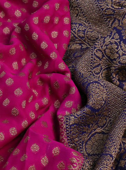 Banarasi georgette saree pink and blue with allover thread & zari woven butta wevaes and woven border