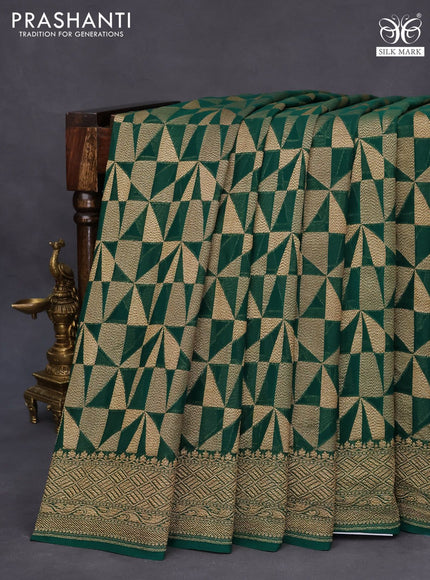 Banarasi georgette saree green with allover thread & zari woven georgette weaves and woven border