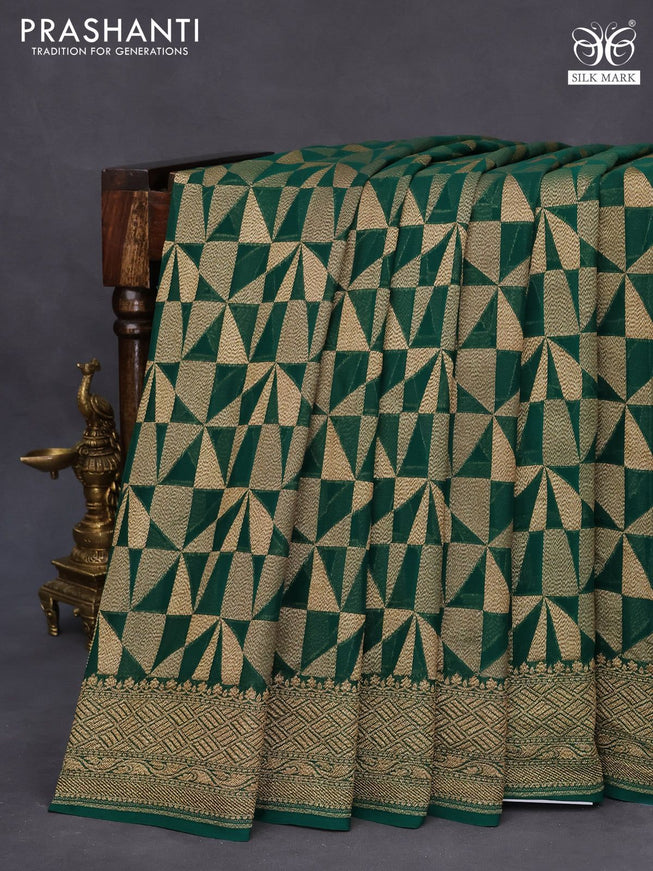 Banarasi georgette saree green with allover thread & zari woven georgette weaves and woven border