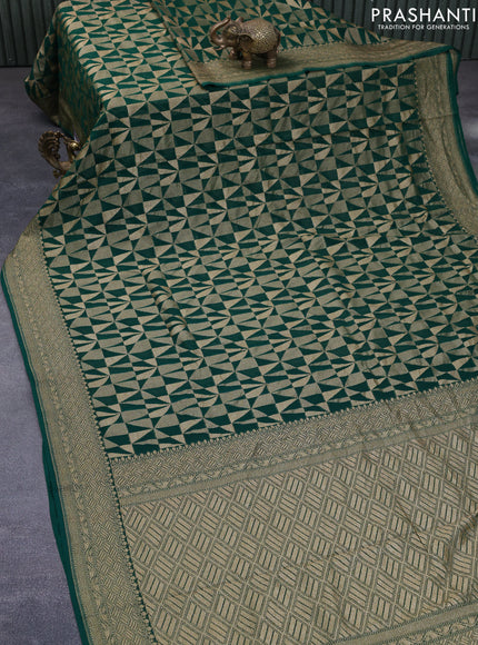 Banarasi georgette saree green with allover thread & zari woven georgette weaves and woven border