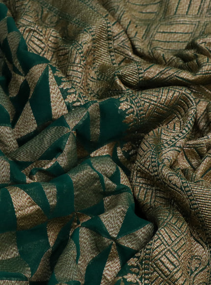 Banarasi georgette saree green with allover thread & zari woven georgette weaves and woven border