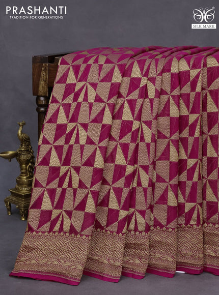 Banarasi georgette saree pink with allover thread & zari woven georgette weaves and woven border