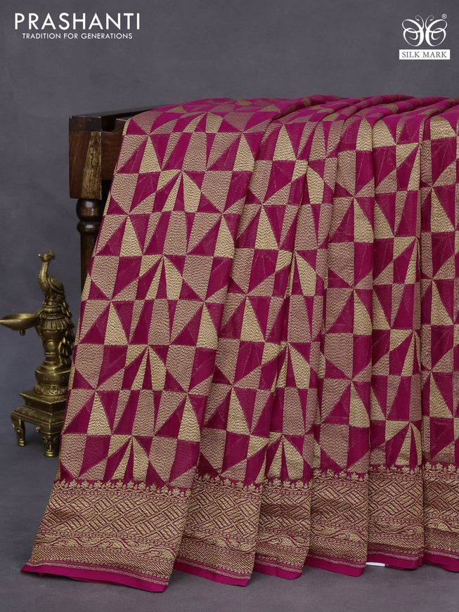 Banarasi georgette saree pink with allover thread & zari woven georgette weaves and woven border