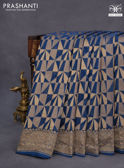 Banarasi georgette saree peacock blue with allover thread & zari woven georgette weaves and woven border