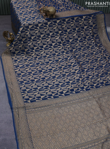 Banarasi georgette saree peacock blue with allover thread & zari woven georgette weaves and woven border