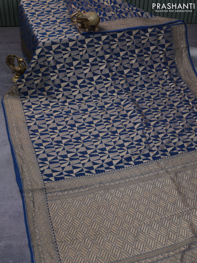 Banarasi georgette saree peacock blue with allover thread & zari woven georgette weaves and woven border