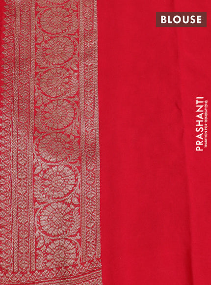 Banarasi georgette saree green and red with allover thread & zari woven butta wevaes and woven border