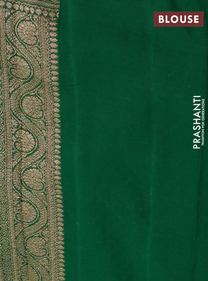 Banarasi georgette saree green with allover thread & zari weaves and long woven border