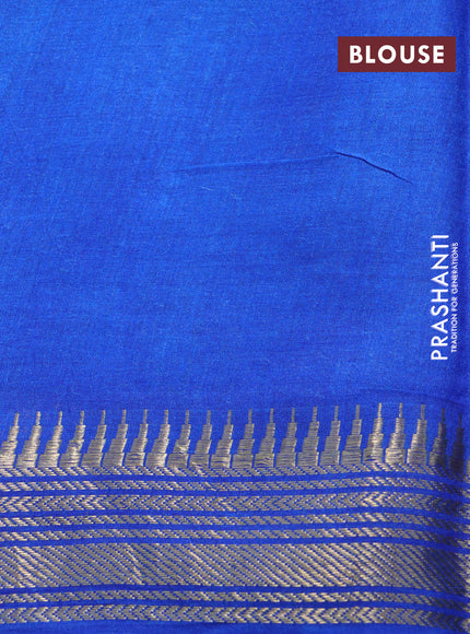 Munga tussar silk saree cs blue and blue with floral butta prints and zari woven border