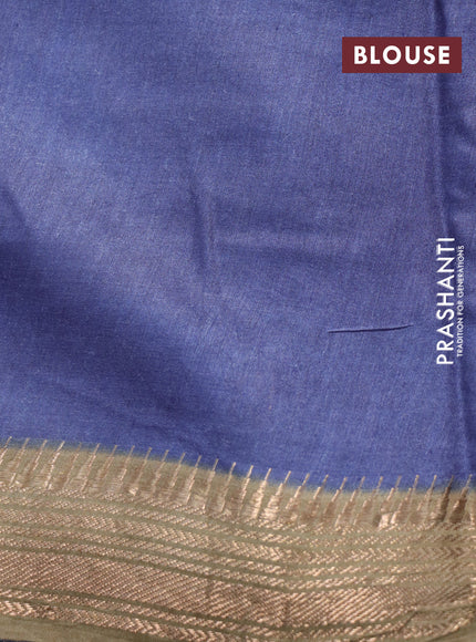 Munga tussar silk saree purple shade and beige with butta prints and zari woven border