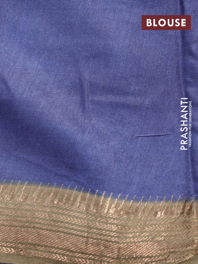 Munga tussar silk saree purple shade and beige with butta prints and zari woven border