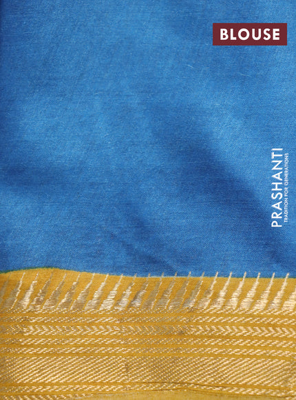 Munga tussar silk saree brown and mustard yellow with floral butta prints and zari woven border