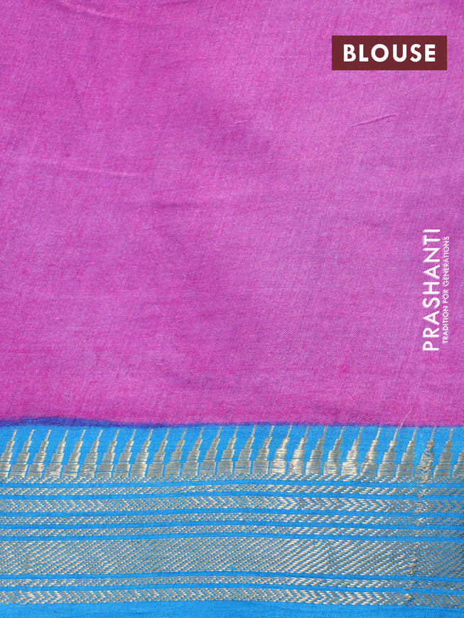 Munga tussar silk saree blue shade and cs blue with floral butta prints and zari woven border