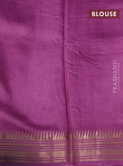 Munga tussar silk saree bluish grey and pink with floral butta prints and zari woven border