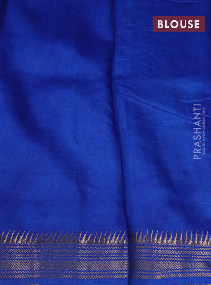 Munga tussar silk saree cs blue and blue with butta prints and zari woven border