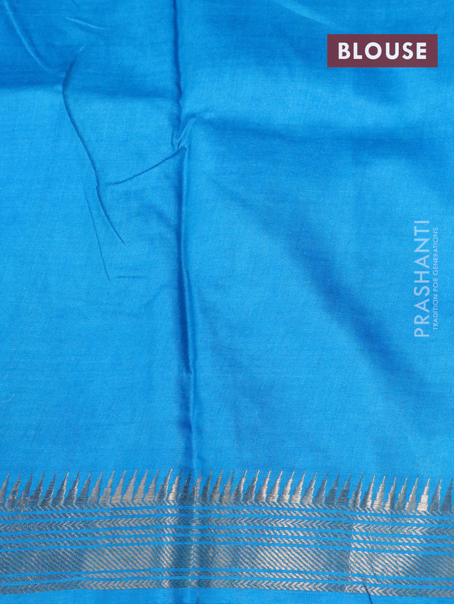 Munga tussar silk saree purple shade and cs blue with floral butta prints and zari woven border