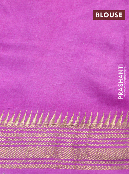 Munga tussar silk saree brown shade and pink with butta prints and zari woven border