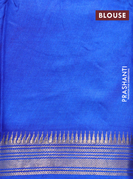 Munga tussar silk saree cs blue and blue with butta prints and zari woven border