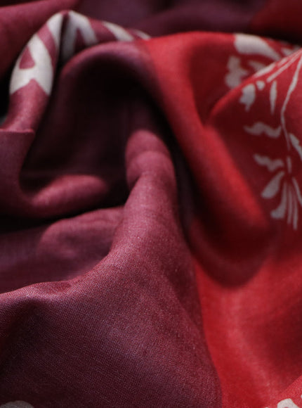 Munga tussar silk saree maroon shade and black with floral butta prints and zari woven border