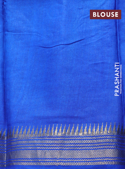 Munga tussar silk saree cs blue and blue with butta prints and zari woven border