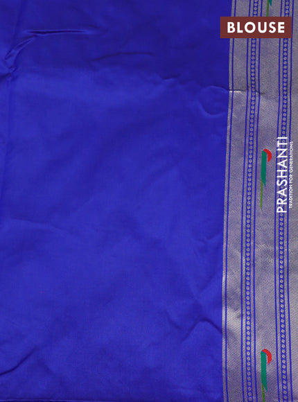 Semi paithani saree blue with zari woven buttas and zari woven muniya butta border