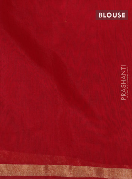 Kora silk cotton saree beige and red with allover thread weaves and small zari woven border